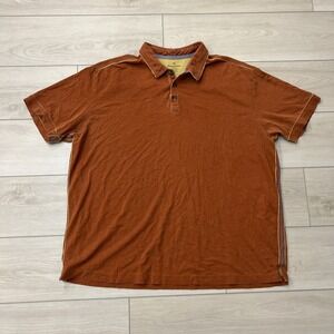 Tommy Bahama Orange 3-Button Polo Shirt Mens Beach Preppy‎ Short Sleeve Size XXL
